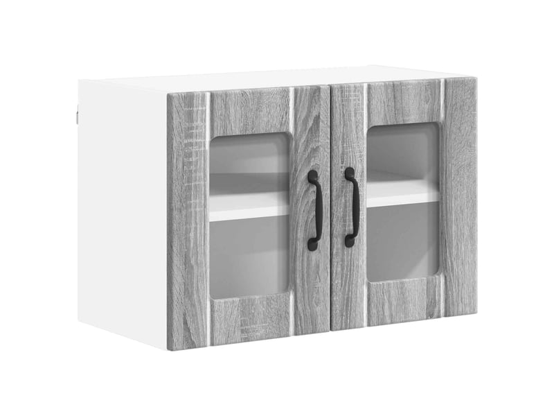  Cabinet en verre mural 2 pcs sonoma gris bois d'ingénierie shl5123  - Conforama E