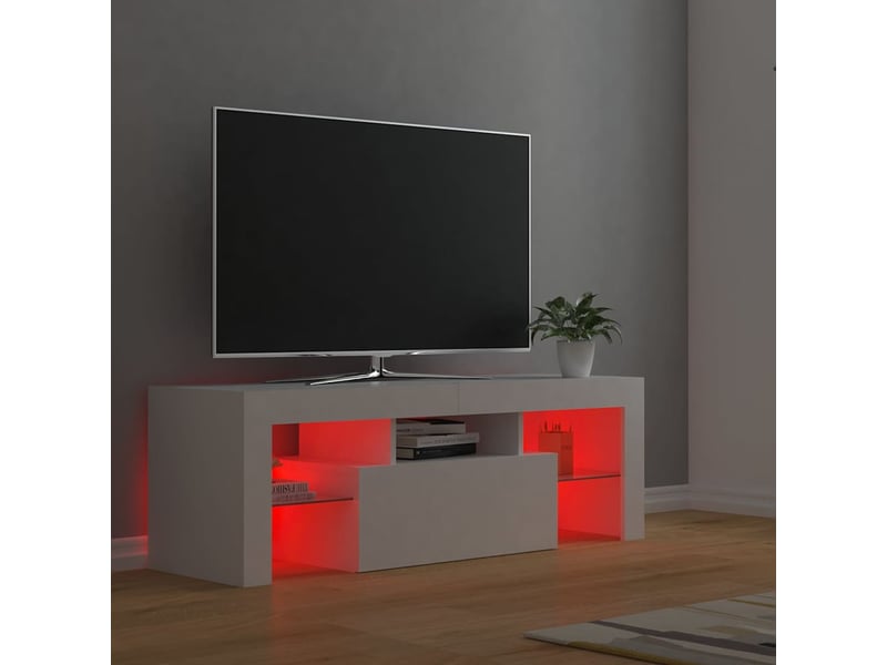  Meuble tv - banc tv - meuble de rangement avec lumières led blanc 120x35x40 cm  - Conforama E