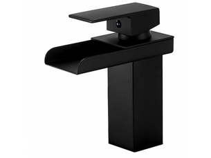 Noir robinet cascade pour salle bain mitigeur de lavabo en acier inox eau froide et chaude disponible avec tuyau 38