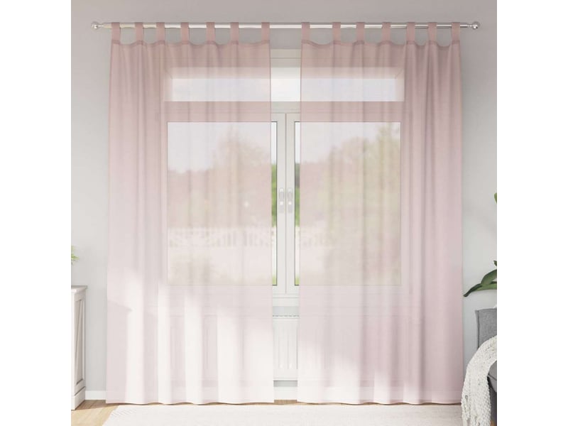  Lot de 2 rideaux en voile, voilages avec boucles rose clair 140x245 cm cf44318  - Conforama B