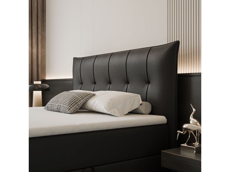  Lit coffre chester - 140x200 cm - avec matelas et surmatelas - éco-cuir - noir CHESTER - Conforama D