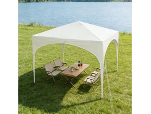 Tonnelle pliante 300x300 cm – beige – hauteur réglable, toile oxford 210d et sac de transport inclus