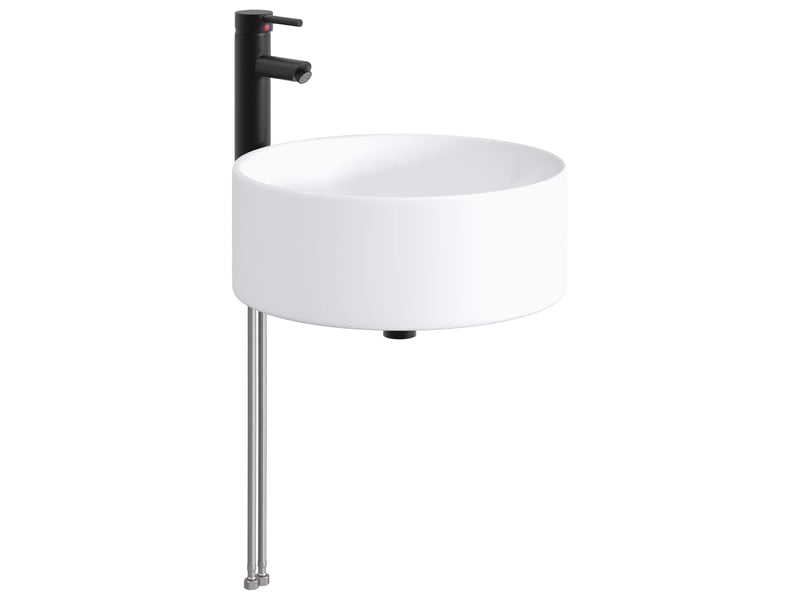  Lavabo de salle de bain avec robinet et évacuation noir mat shl3678  - Conforama D