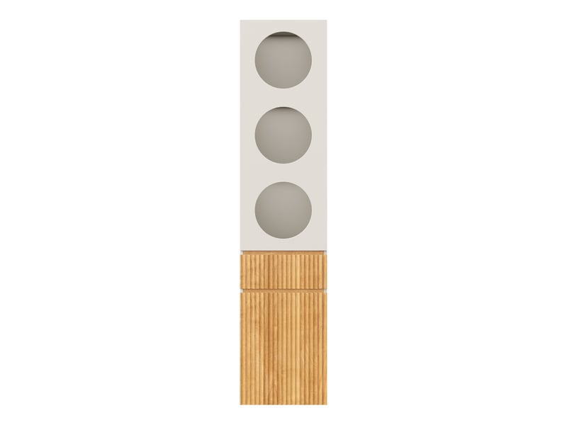 Armoire haute étroite en chêne clair, 45 x 50 x 200 cm, design à porte battante, avec 1 tiroir et 2 portes, pour chambre, salle de bain et salon - Conforama A