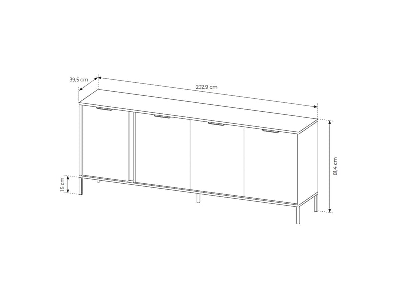  Buffet hamebati, meuble bas 4 étagères, 203x40x81h cm noir anthracite Hamebati - Conforama D