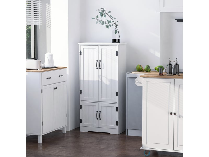  Buffet de cuisine armoire de cuisine contemporaine multi-rangements 2 placards 3 étagères blanc 60 x 30 x 123 cm  - Conforama D