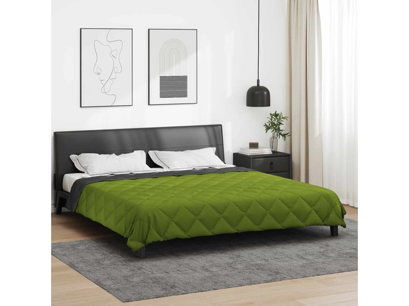  Duvet - couette d'été simple 240 x 200 cm été 200 gsm vert et anthracite  - Conforama D