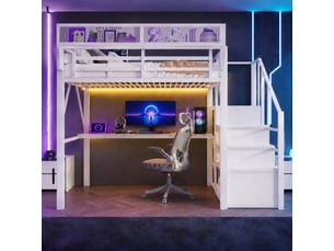 Lit mezzanine 140x200 cm <strong>DZMDIP</strong> <strong></strong> coloris blanc