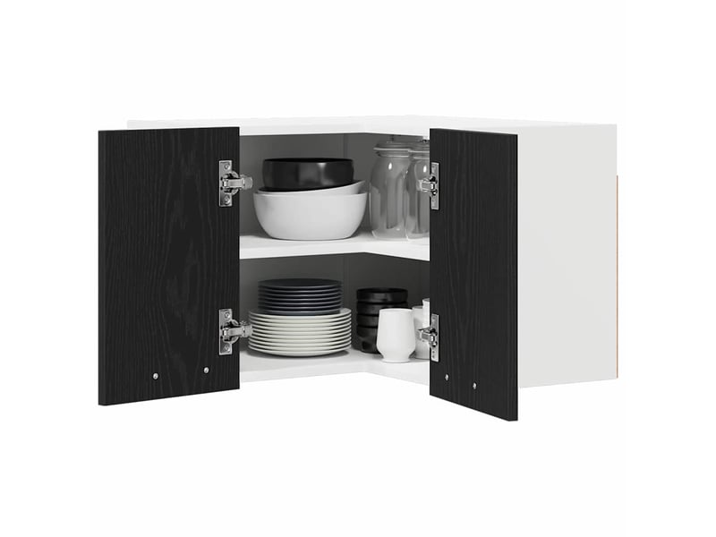  Meuble de rangement cuisine, armoire suspendue chêne noir et blanc 57x57x40cm  - Conforama C