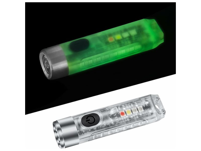 1 led verte transparente forte lumière petite lampe de poche lumière latérale rouge bleu violet lumière charge usb mini porte-clés - Conforama A