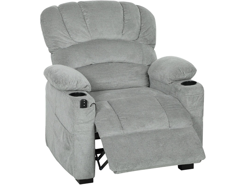  Fauteuil relax electrique avec fonction repose-pieds, télécommande, porte-boissons, 2 positions mémoire pour salon, gris  - Conforama A