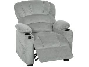 Fauteuil relax electrique avec fonction repose-pieds, télécommande, porte-boissons, 2 positions mémoire pour salon, gris