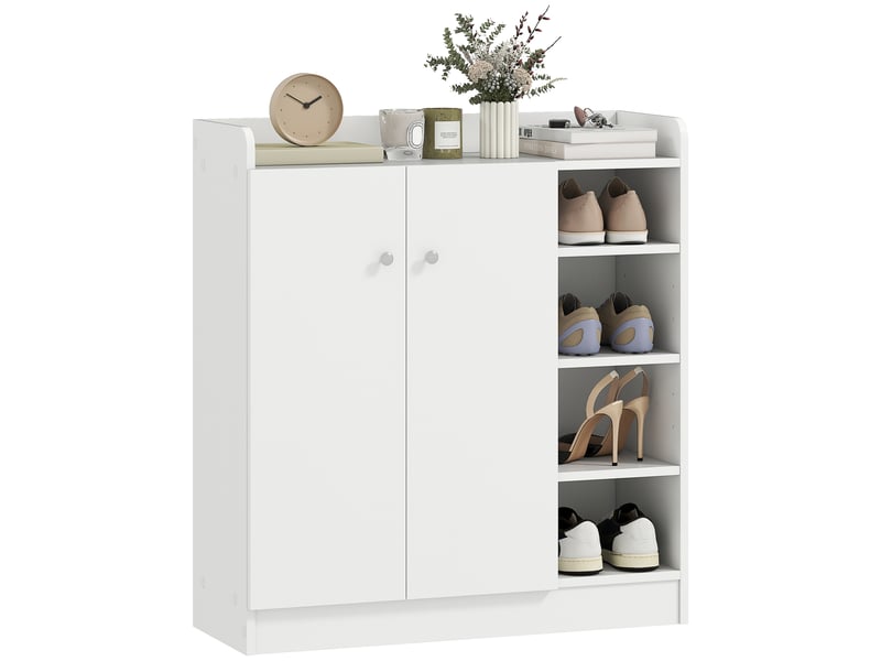 Meuble à chaussures 2 portes étroit, tablettes réglables, pour 12 paires. Idéal entrée et couloir, 83 x 30 x 90 cm, blanc - Conforama A