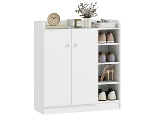 Meuble à chaussures 2 portes étroit, tablettes réglables, pour 12 paires. Idéal entrée et couloir, 83 x 30 x 90 cm, blanc