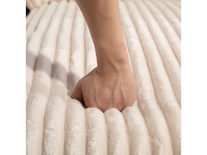  Canapé 1 place en velours côtelé beige avec 3 coussins, sans montage, 125x155x63 cm  - Conforama R