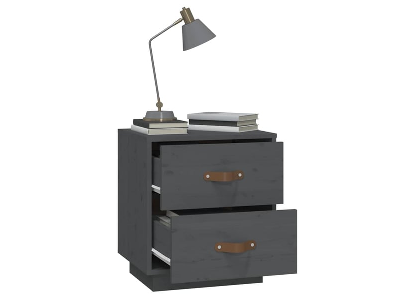  Lot de 2 tables de chevet - cabinet de chevet - table de nuit gris 40x34x45 cm bois de pin massif  - Conforama D