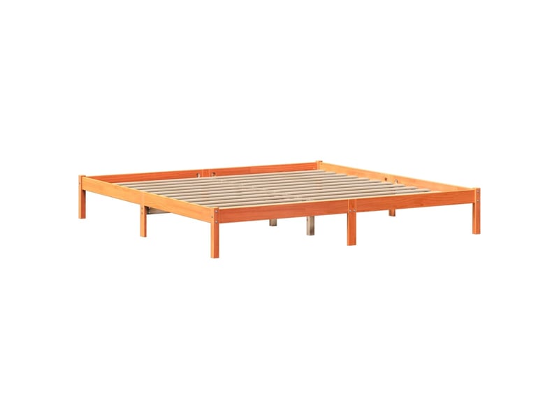  Lit double- lit adulte -  lit bibliothèque sans matelas  marron 200x200 cm pin massif  - Conforama D