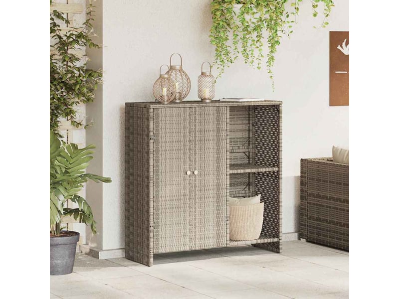 Meuble de rangement, armoire de rangement gris clair 100x36x102 cm rotin  - Conforama B