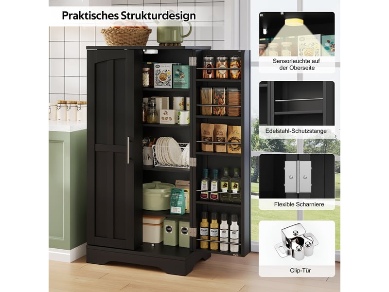  Armoire de cuisine noire, meuble de rangement avec led et 2 portes, 120x60cm (sans matelas).  - Conforama B