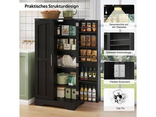 Armoire de cuisine noire, meuble de rangement avec led et 2 portes, 120x60cm (sans matelas).