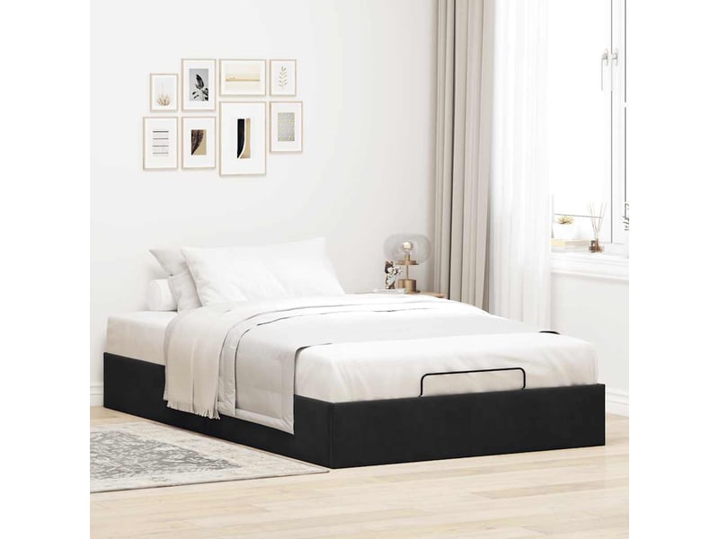  Lit double- lit adulte -  cadre de lit ottoman sans matelas noir 120x190 cm velours  - Conforama B