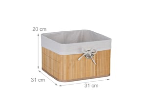 Lot de bacs de rangement pratiques 20 x 31 x 31 cm pour salle de bain chambre salon finition robuste en bambou naturel 13_0017052