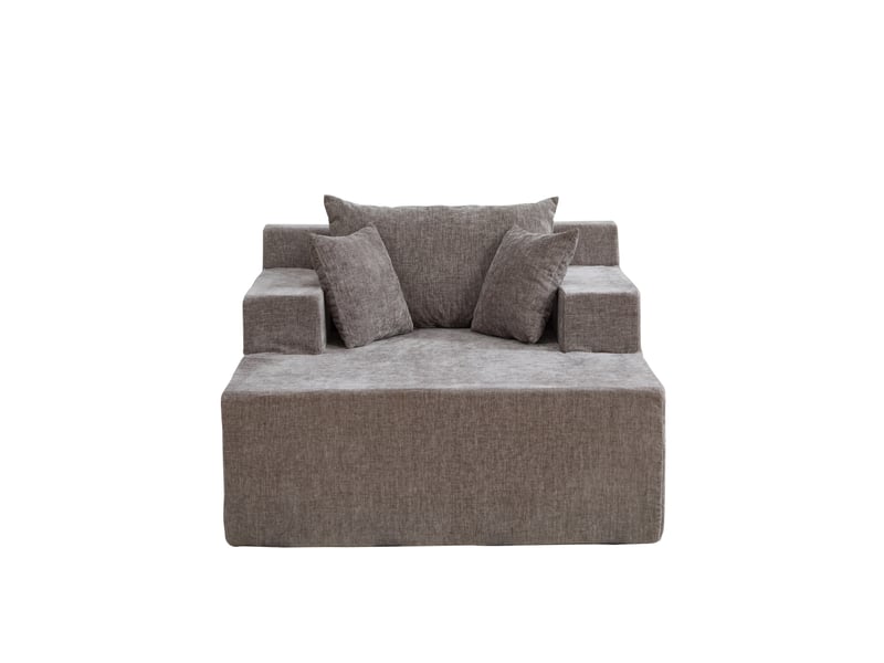  Canapé modulable en tissu chenille gris - canapé compressé sans montage pour salon moderne  - Conforama A
