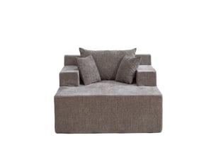 Canapé modulable en tissu chenille gris - canapé compressé sans montage pour salon moderne