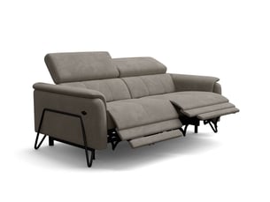 Canapé 3 places roden, 2x relax, tissu velours beige