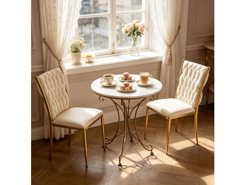  Chaises de salle à manger élégantes avec dossier haut, creme blanc &amp; or - lot de 2  - Conforama B