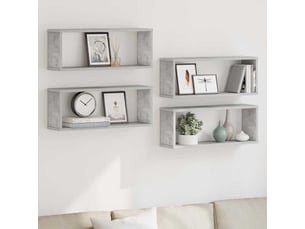 Lot de 4 étagères murales cube, étagères suspendues gris béton bois d'ingénierie cf43247
