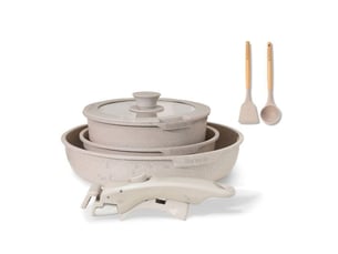 Cocotte poele et casseroles effet pierre set 7 pieces avec manche amovible induction four 250 c marron