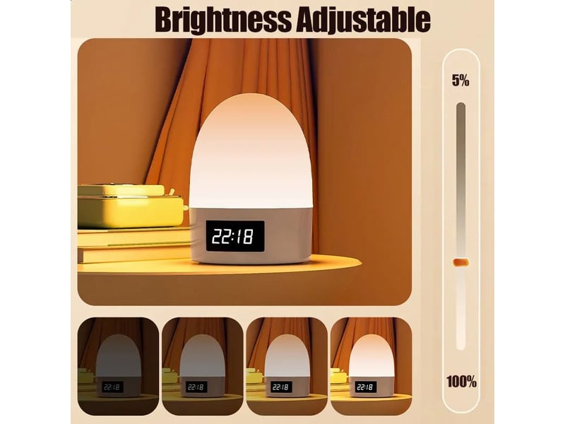  Lampe de chevet rechargeable avec horloge et télécommande – tactile, variateur, 3 températures de couleur, anti-éblouissement  - Conforama D