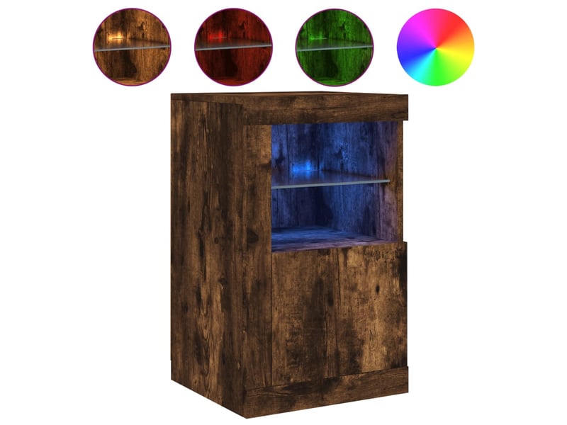 Armoires latérales et lumières led 2 pcs chêne fumé - Conforama E