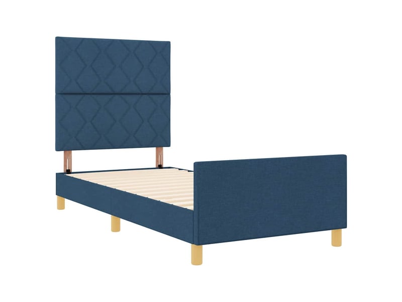  Lit simple- lit adulte -  cadre de lit avec tête de lit bleu 100 x 200 cm tissu  - Conforama D