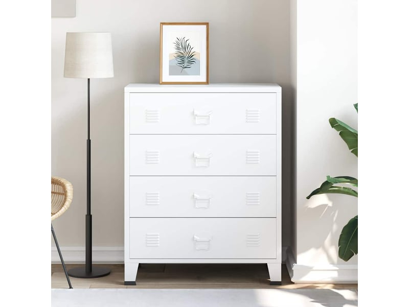  Armoire à tiroirs, commode industrielle blanc 78x40x93 cm métal  - Conforama B