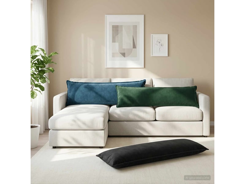  Coussin avec oreiller, coussin décoratifs houten bleu 40 x 145 cm fløjl cf51334  - Conforama B
