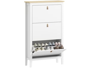 Meuble à chaussures 21 paires, armoire à chaussures avec 3 tiroirs rabattables, étagères amovibles et réglables, blanc