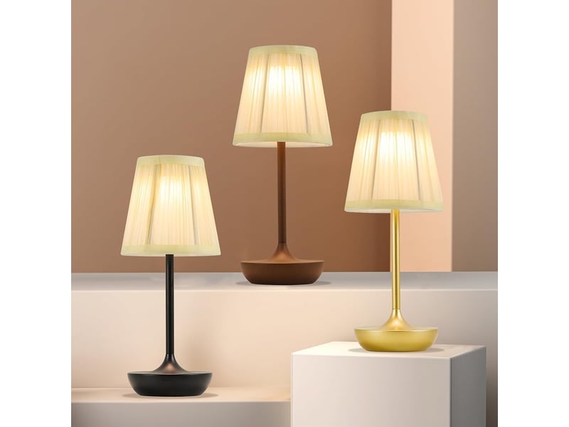  Lampe de table led sans fil rechargeable usb 1200 mah, tactile et à intensité réglable, pour intérieur et extérieur, marron  - Conforama D