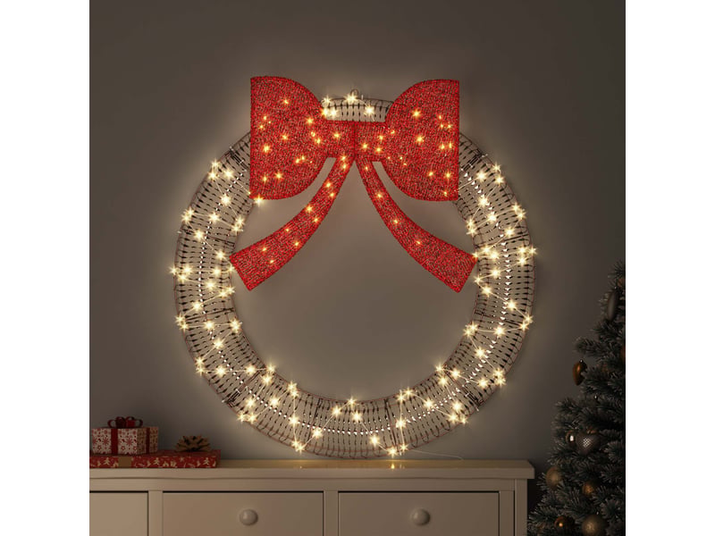 Couronne de noël, décoration de noël blanc chaud 90 x 90 x 9 cm pet 80 led cf61769 - Conforama B