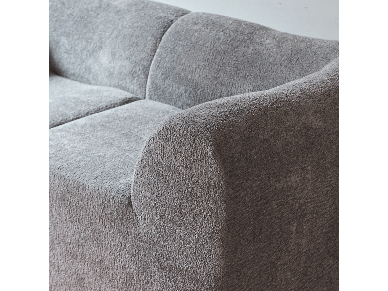  Canapé droit fixe 2 places en velours gris compressé, avec 2 coussins, idéal pour salon ou appartement  - Conforama D
