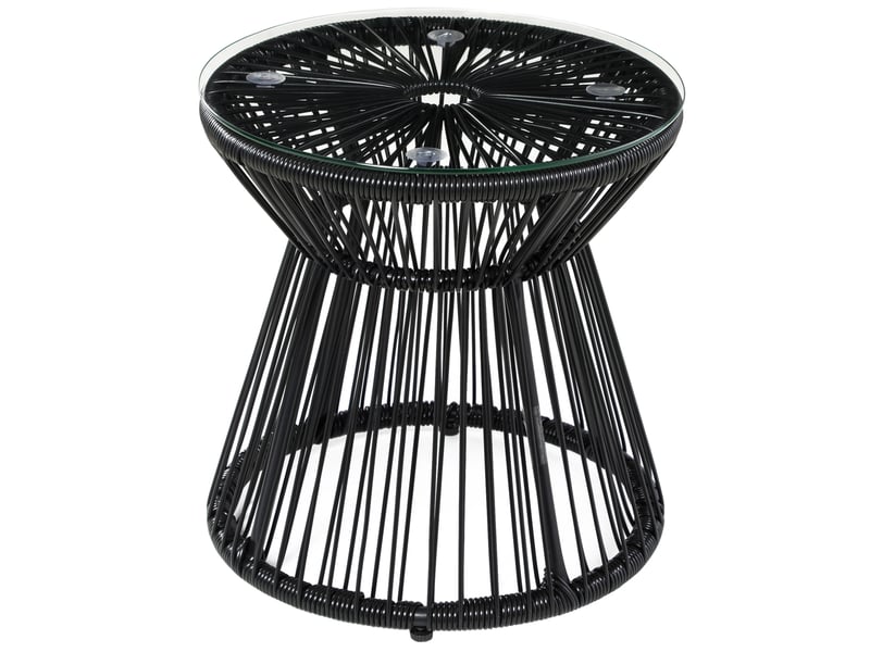  Table de jardin ronde 40x40x42 cm style bohème noir  - Conforama A
