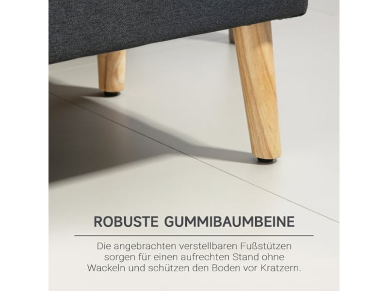  Banc de rangement gris foncé 110x39x45 cm, aspect lin, bois d’hévéa, rembourré  - Conforama E