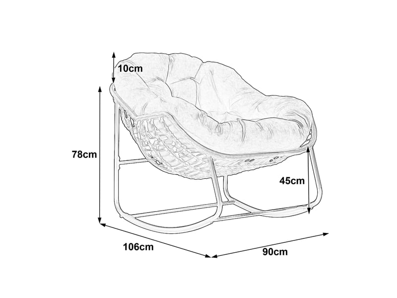 Fauteuil à bascule extérieur 90x106x78 cm – blanc – coussin rembourré, structure en acier robuste - Conforama C