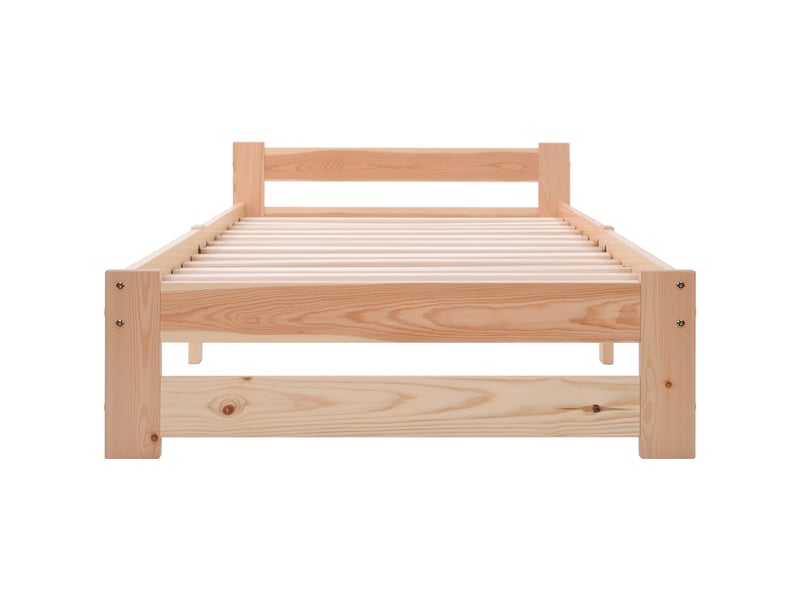 Lit futon en bois massif naturel, 90 × 200 cm, avec tête de lit et sommier à lattes - Conforama A