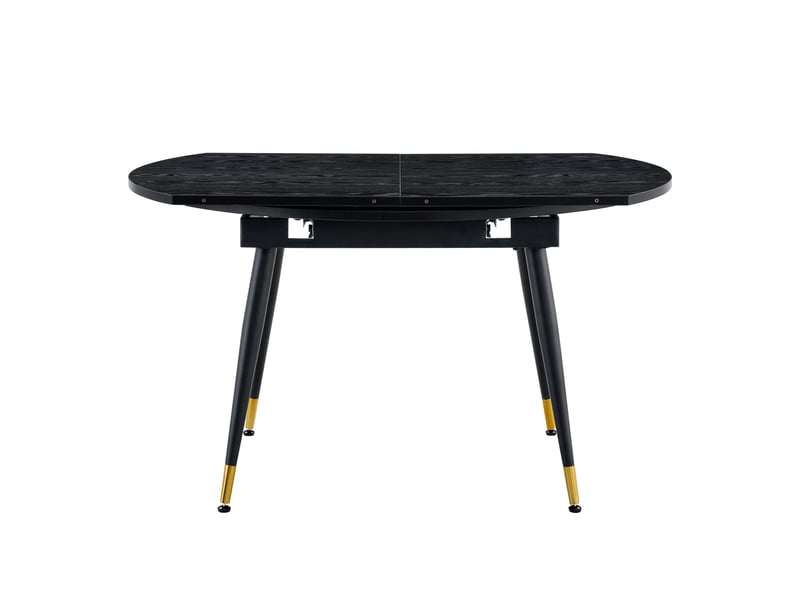 Table à manger extensible ronde à ovale noire, plateau mdf, pieds métal avec accents dorés, 6 à 8 places  - Conforama D