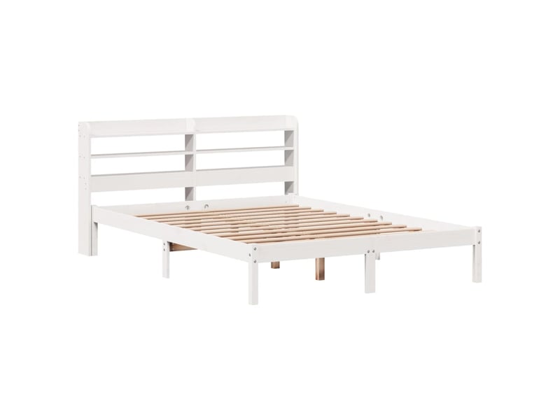  Lit double- lit adulte -  cadre de lit sans matelas blanc 140x190 cm bois de pin massif  - Conforama B