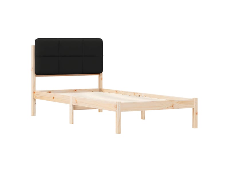  Lit simple- lit adulte -  cadre de lit avec tête de lit rembourrée noir 90 x 200 cm  - Conforama C