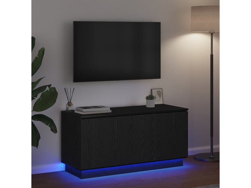 Meuble tv - banc tv - meuble de rangement 100 x 38 x 49 cm chêne noir bois d'ingénierie - Conforama E