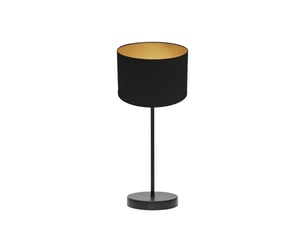 Fabrilamp anuska lampe à poser noir doré, abat-jour textile intérieur doré, 1 x e14, 46 cm